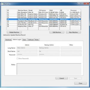 Machines & People - Machines Window - Admin Login Tab